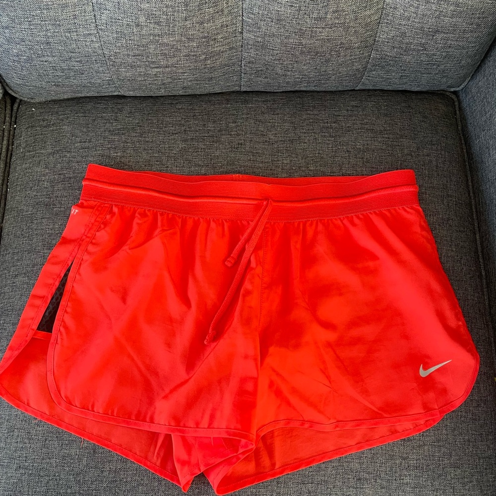 Nike Dri-Fit Women's Orange Red Athletic Lined Running Shorts in Size Small